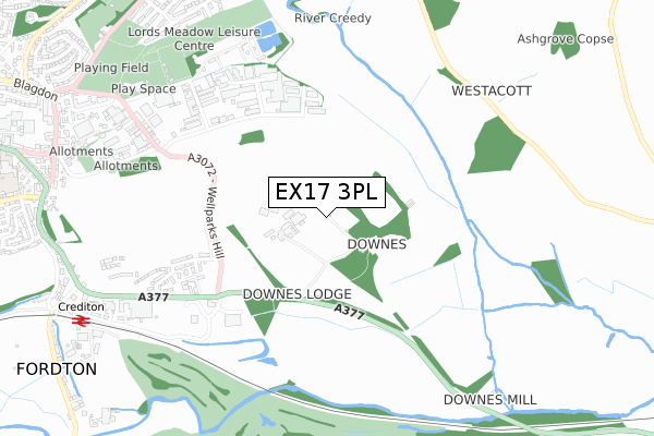 EX17 3PL map - small scale - OS Open Zoomstack (Ordnance Survey)