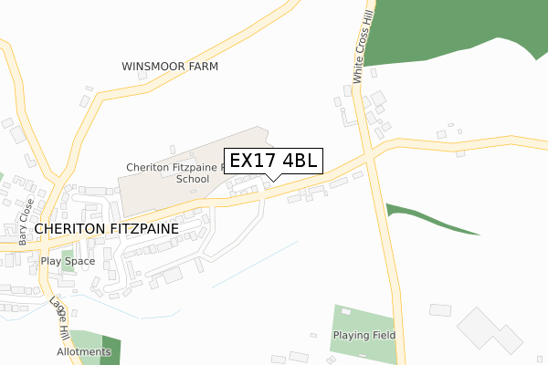 EX17 4BL map - large scale - OS Open Zoomstack (Ordnance Survey)