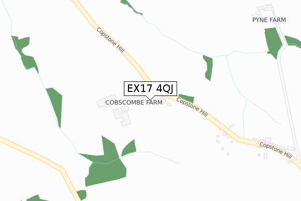 EX17 4QJ map - large scale - OS Open Zoomstack (Ordnance Survey)