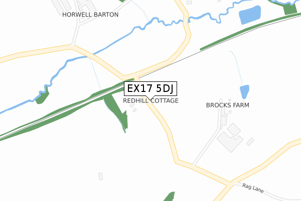 EX17 5DJ map - large scale - OS Open Zoomstack (Ordnance Survey) EX17 5DJ map - large scale - OS Open Zoomstack (Ordnance Survey)