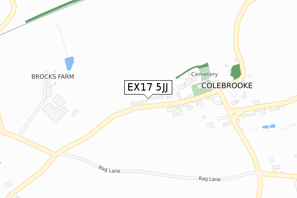 EX17 5JJ map - large scale - OS Open Zoomstack (Ordnance Survey)