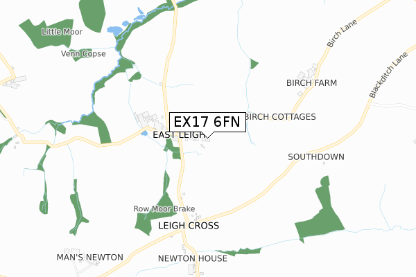 EX17 6FN map - small scale - OS Open Zoomstack (Ordnance Survey)