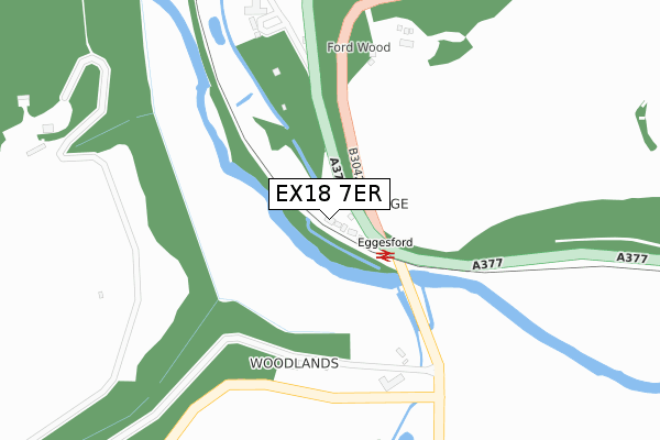 EX18 7ER map - large scale - OS Open Zoomstack (Ordnance Survey)