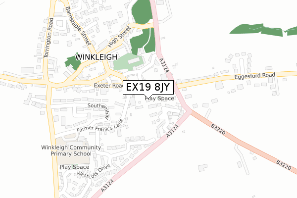 EX19 8JY map - large scale - OS Open Zoomstack (Ordnance Survey)