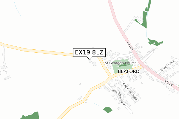 EX19 8LZ map - large scale - OS Open Zoomstack (Ordnance Survey)