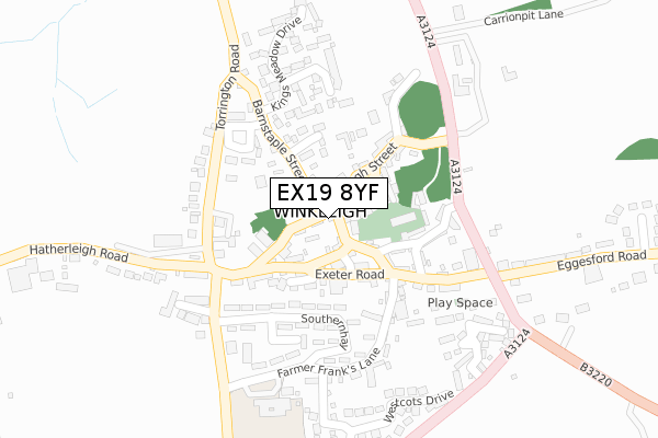 EX19 8YF map - large scale - OS Open Zoomstack (Ordnance Survey)