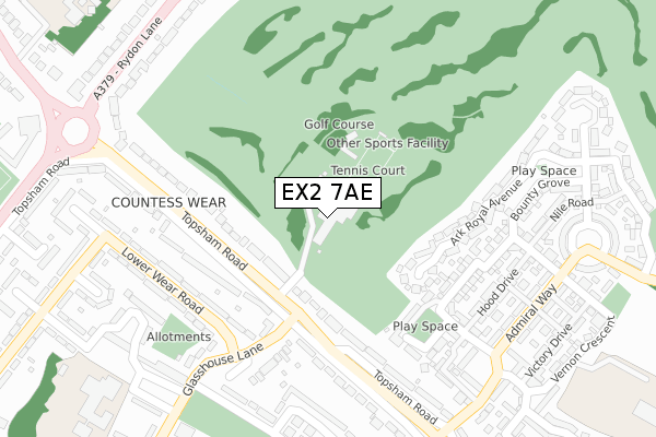 EX2 7AE map - large scale - OS Open Zoomstack (Ordnance Survey)