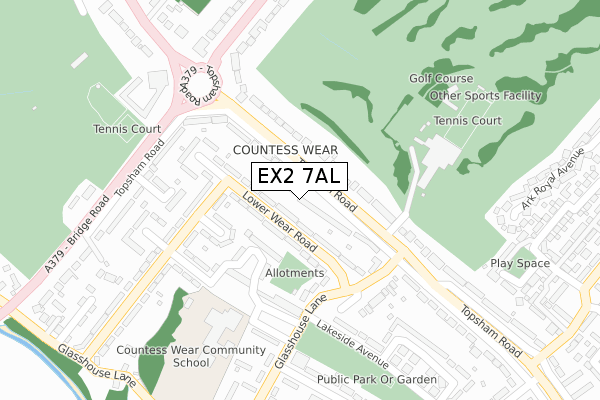 EX2 7AL map - large scale - OS Open Zoomstack (Ordnance Survey)