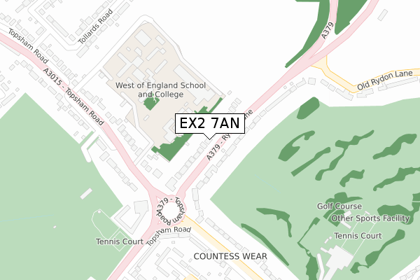 EX2 7AN map - large scale - OS Open Zoomstack (Ordnance Survey)