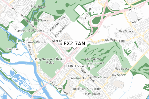 EX2 7AN map - small scale - OS Open Zoomstack (Ordnance Survey)