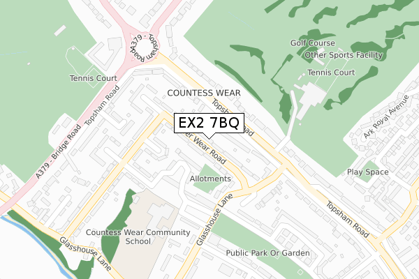 EX2 7BQ map - large scale - OS Open Zoomstack (Ordnance Survey)