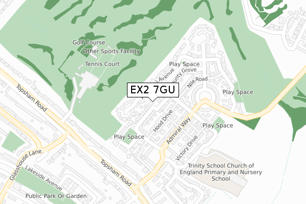 EX2 7GU map - large scale - OS Open Zoomstack (Ordnance Survey)