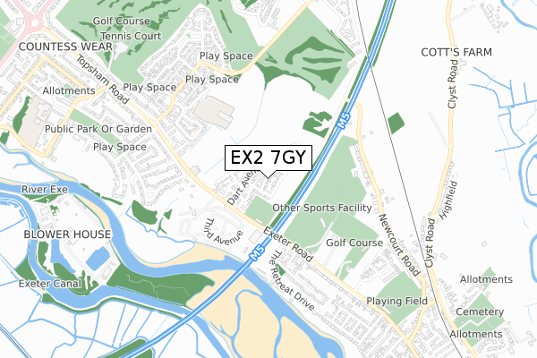 EX2 7GY map - small scale - OS Open Zoomstack (Ordnance Survey)