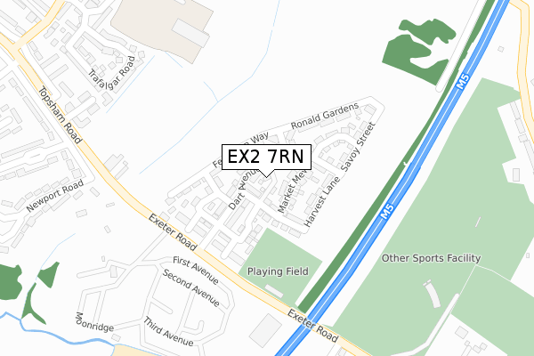 EX2 7RN map - large scale - OS Open Zoomstack (Ordnance Survey)