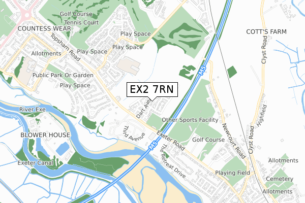 EX2 7RN map - small scale - OS Open Zoomstack (Ordnance Survey)