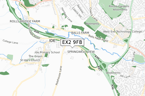 EX2 9FB map - small scale - OS Open Zoomstack (Ordnance Survey)