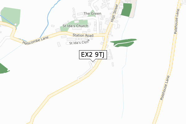EX2 9TJ map - large scale - OS Open Zoomstack (Ordnance Survey)