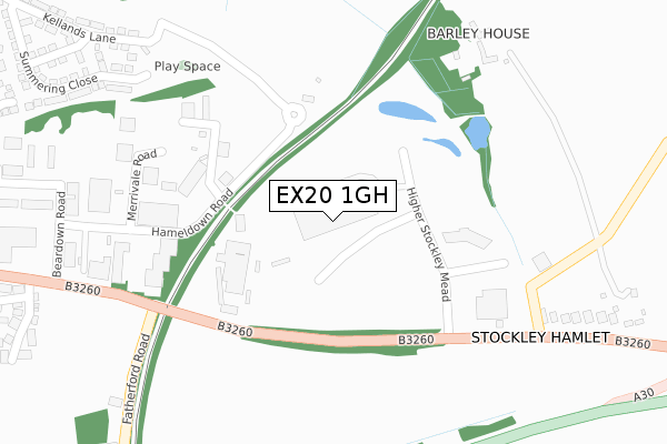 EX20 1GH map - large scale - OS Open Zoomstack (Ordnance Survey)