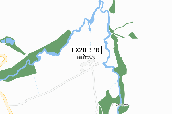 EX20 3PR map - large scale - OS Open Zoomstack (Ordnance Survey)