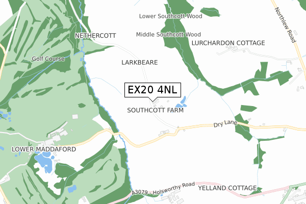 EX20 4NL map - small scale - OS Open Zoomstack (Ordnance Survey)