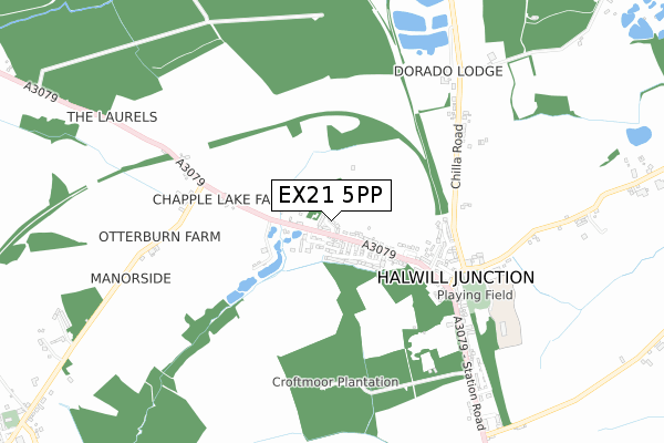 EX21 5PP map - small scale - OS Open Zoomstack (Ordnance Survey)
