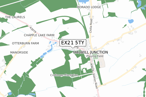 EX21 5TY map - small scale - OS Open Zoomstack (Ordnance Survey)