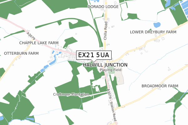 EX21 5UA map - small scale - OS Open Zoomstack (Ordnance Survey)