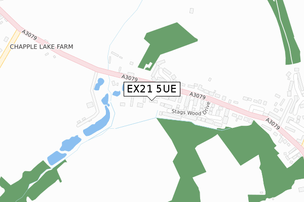 EX21 5UE map - large scale - OS Open Zoomstack (Ordnance Survey)
