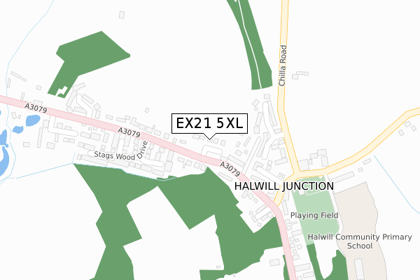 EX21 5XL map - large scale - OS Open Zoomstack (Ordnance Survey)