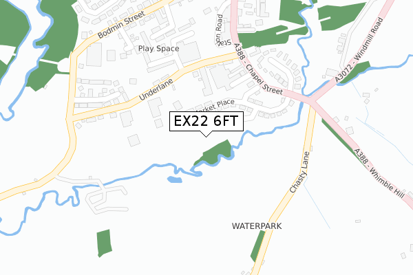 EX22 6FT map - large scale - OS Open Zoomstack (Ordnance Survey)