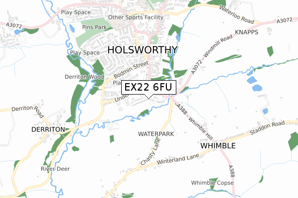 EX22 6FU map - small scale - OS Open Zoomstack (Ordnance Survey) EX22 6FU map - small scale - OS Open Zoomstack (Ordnance Survey)