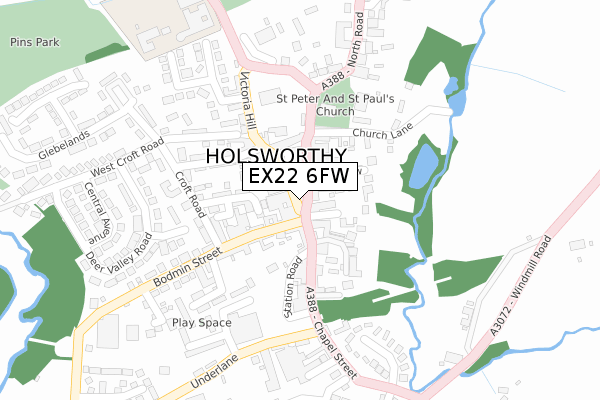 EX22 6FW map - large scale - OS Open Zoomstack (Ordnance Survey) EX22 6FW map - large scale - OS Open Zoomstack (Ordnance Survey)