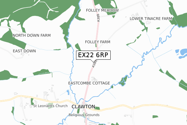 EX22 6RP map - small scale - OS Open Zoomstack (Ordnance Survey)