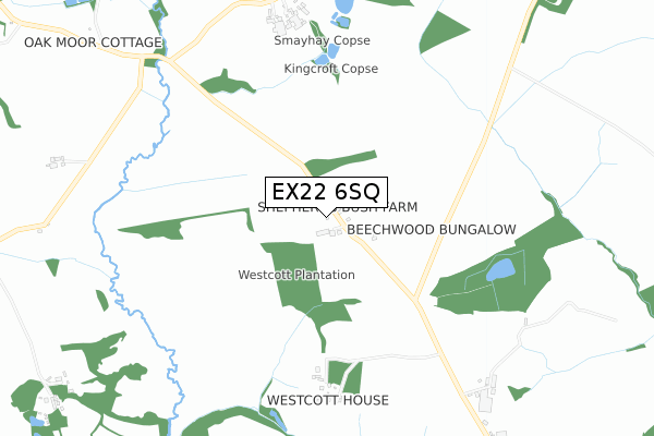 EX22 6SQ map - small scale - OS Open Zoomstack (Ordnance Survey) EX22 6SQ map - small scale - OS Open Zoomstack (Ordnance Survey)