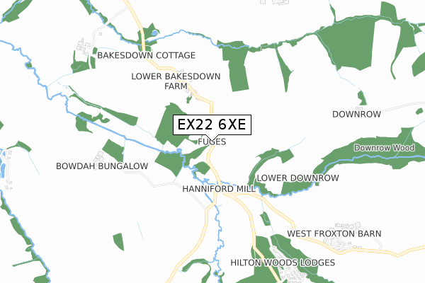 EX22 6XE map - small scale - OS Open Zoomstack (Ordnance Survey) EX22 6XE map - small scale - OS Open Zoomstack (Ordnance Survey)