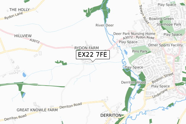EX22 7FE map - small scale - OS Open Zoomstack (Ordnance Survey)
