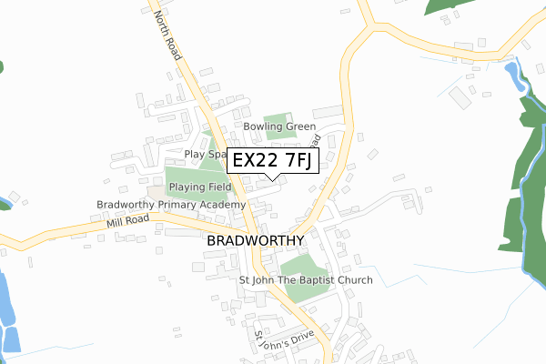 EX22 7FJ map - large scale - OS Open Zoomstack (Ordnance Survey)