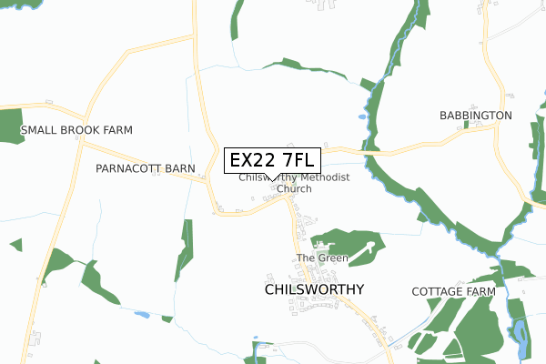 EX22 7FL map - small scale - OS Open Zoomstack (Ordnance Survey)