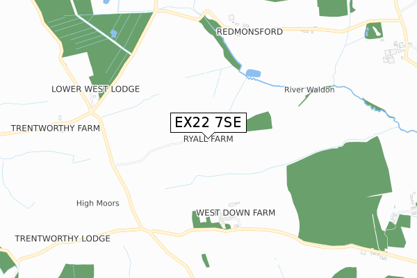 EX22 7SE map - small scale - OS Open Zoomstack (Ordnance Survey)