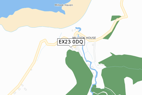 EX23 0DQ map - large scale - OS Open Zoomstack (Ordnance Survey)