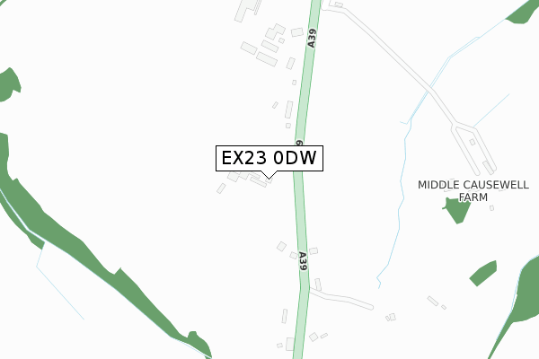 EX23 0DW map - large scale - OS Open Zoomstack (Ordnance Survey)