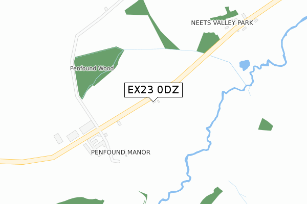 EX23 0DZ map - large scale - OS Open Zoomstack (Ordnance Survey)