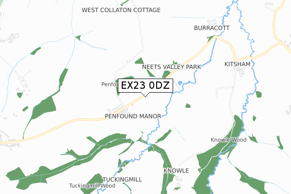 EX23 0DZ map - small scale - OS Open Zoomstack (Ordnance Survey)
