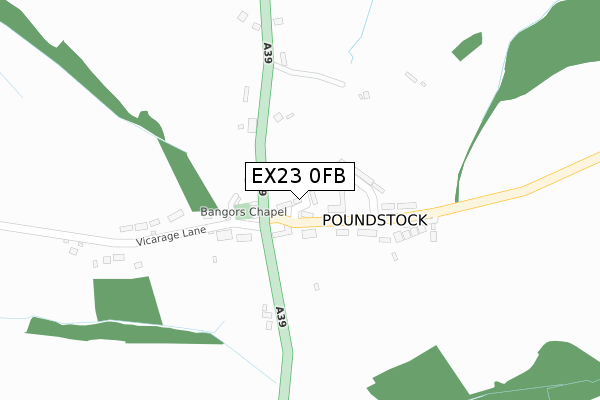 EX23 0FB map - large scale - OS Open Zoomstack (Ordnance Survey)