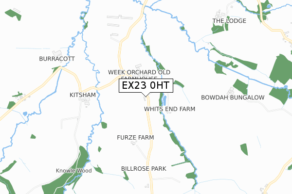 EX23 0HT map - small scale - OS Open Zoomstack (Ordnance Survey)