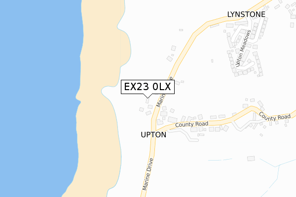 EX23 0LX map - large scale - OS Open Zoomstack (Ordnance Survey)