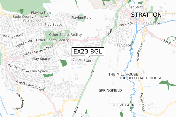EX23 8GL map - small scale - OS Open Zoomstack (Ordnance Survey)
