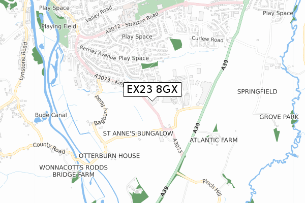 EX23 8GX map - small scale - OS Open Zoomstack (Ordnance Survey)