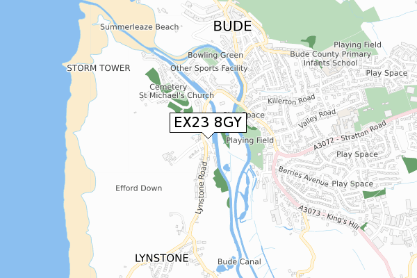 EX23 8GY map - small scale - OS Open Zoomstack (Ordnance Survey)