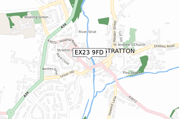EX23 9FD map - large scale - OS Open Zoomstack (Ordnance Survey)